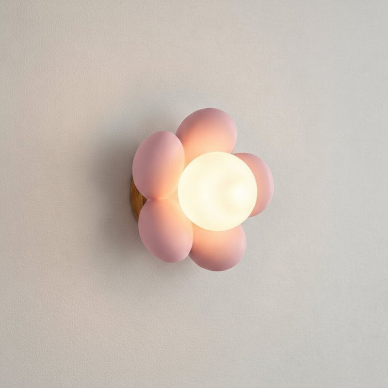 Luminária de Parede Infantil LED Flor de Resina Arandela de Parede 02 Kabannas Rosa 