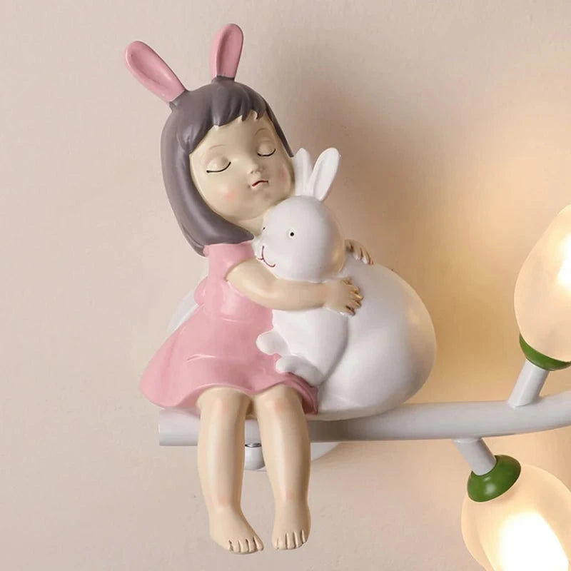 Luminária de Parede Infantil Menina Coelho LED Decorativa Luminária de Parede 02 Kabannas 