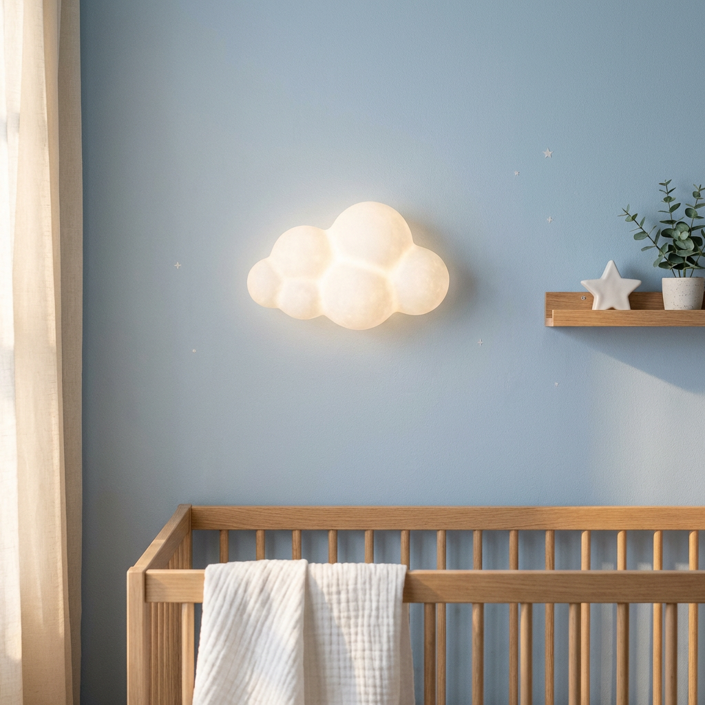 Luminária de Parede Nuvem Branca para Quarto Infantil Luminária de Parede 12 Kabannas