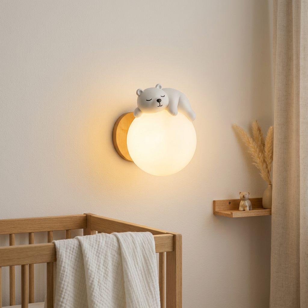 Luminária de Parede Urso e Coelho para Quarto Infantil Luminária de Parede 11 Kabannas