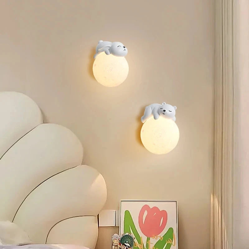 Luminária de Parede Urso e Coelho para Quarto Infantil Luminária de Parede 11 Kabannas 