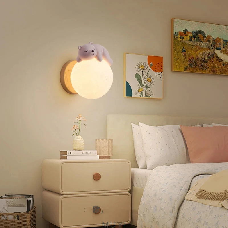 Luminária de Parede Urso e Coelho para Quarto Infantil Luminária de Parede 11 Kabannas 