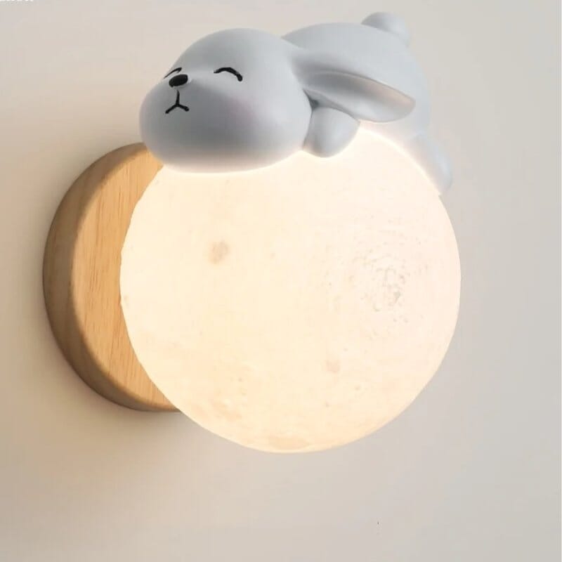 Luminária de Parede Urso e Coelho para Quarto Infantil Luminária de Parede 11 Kabannas Coelho branco 