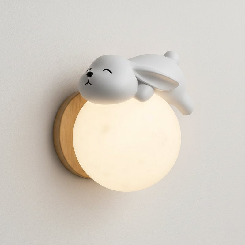 Luminária de Parede Urso e Coelho para Quarto Infantil Luminária de Parede 11 Kabannas Coelho branco 