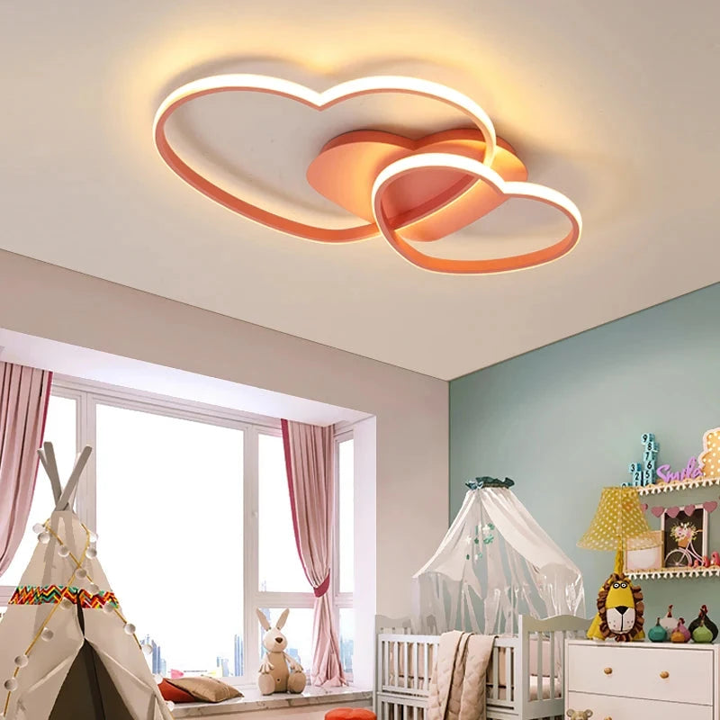 Luminária de Teto Infantil Corações Luminária 04 Kabannas Rosa 