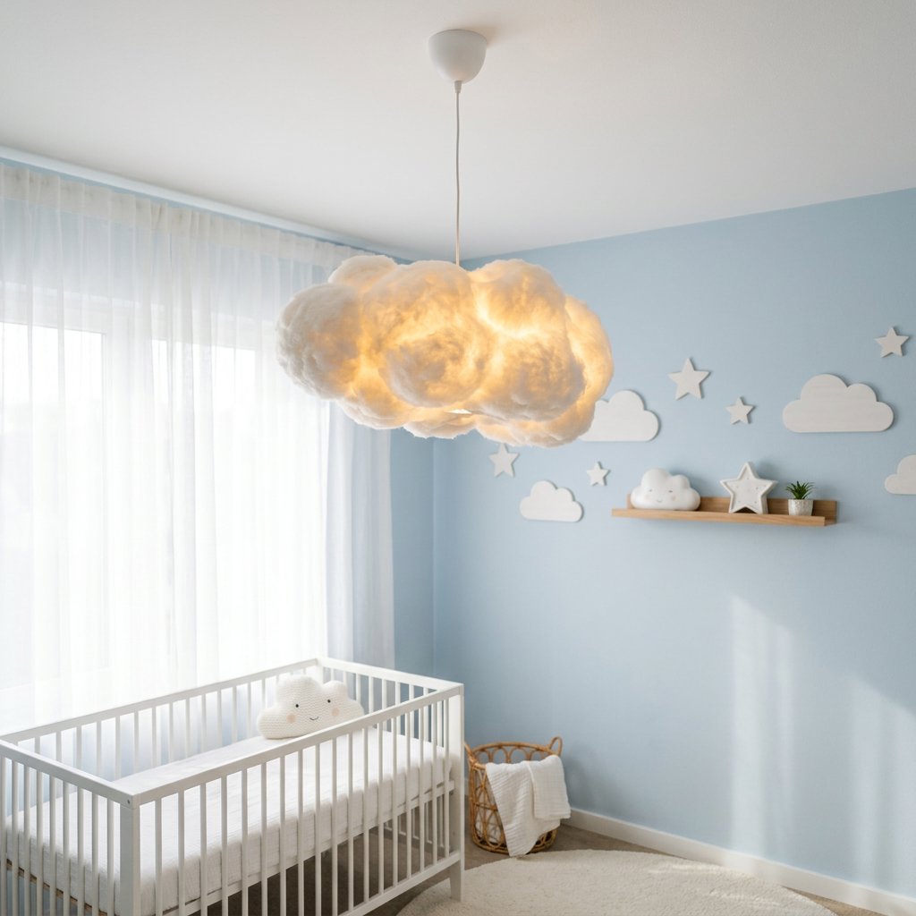 Luminária Pendente Nuvem Infantil em Algodão Luminária Pendente 02 Kabannas 