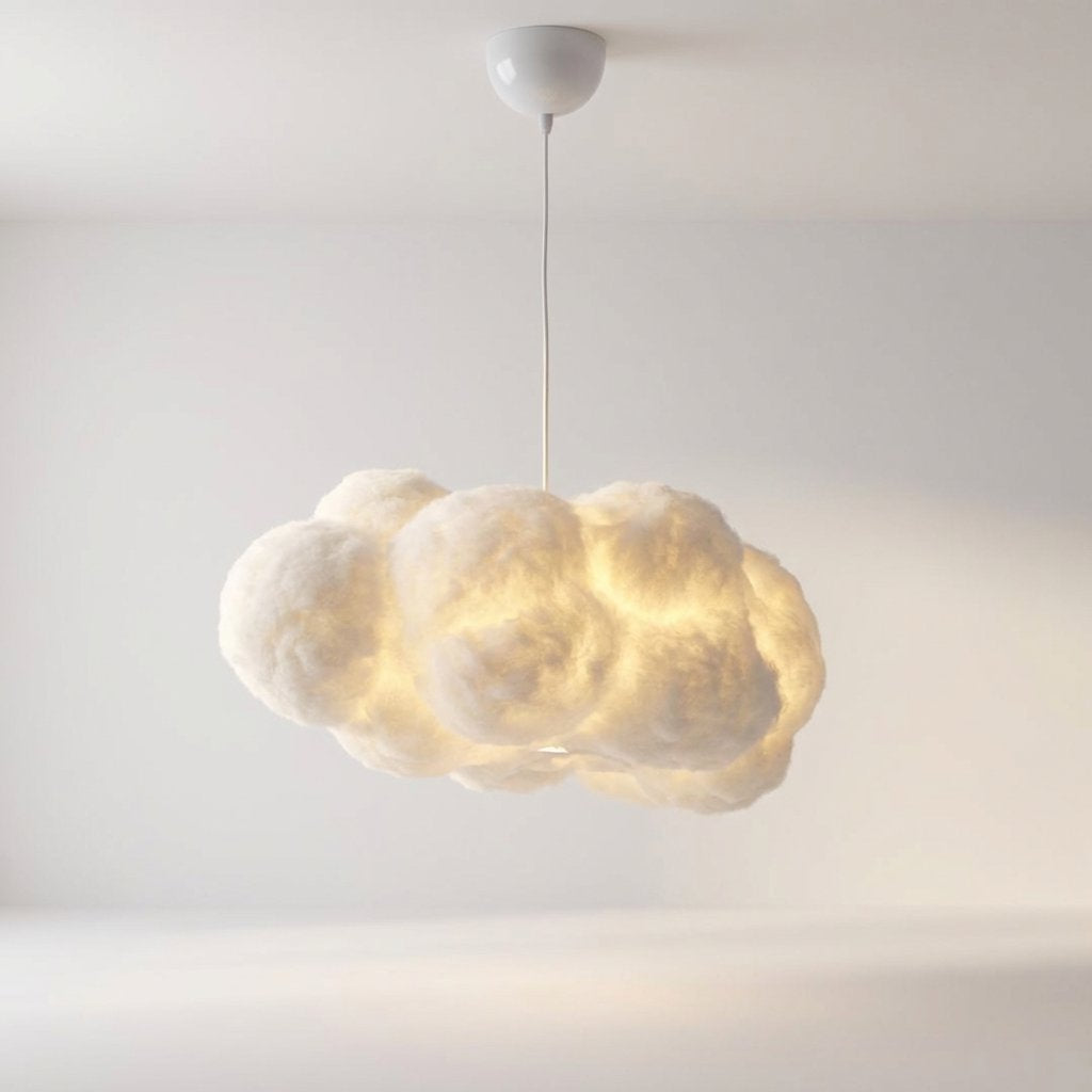 Luminária Pendente Nuvem Infantil em Algodão Luminária Pendente 02 Kabannas 30 cm 3 cores 