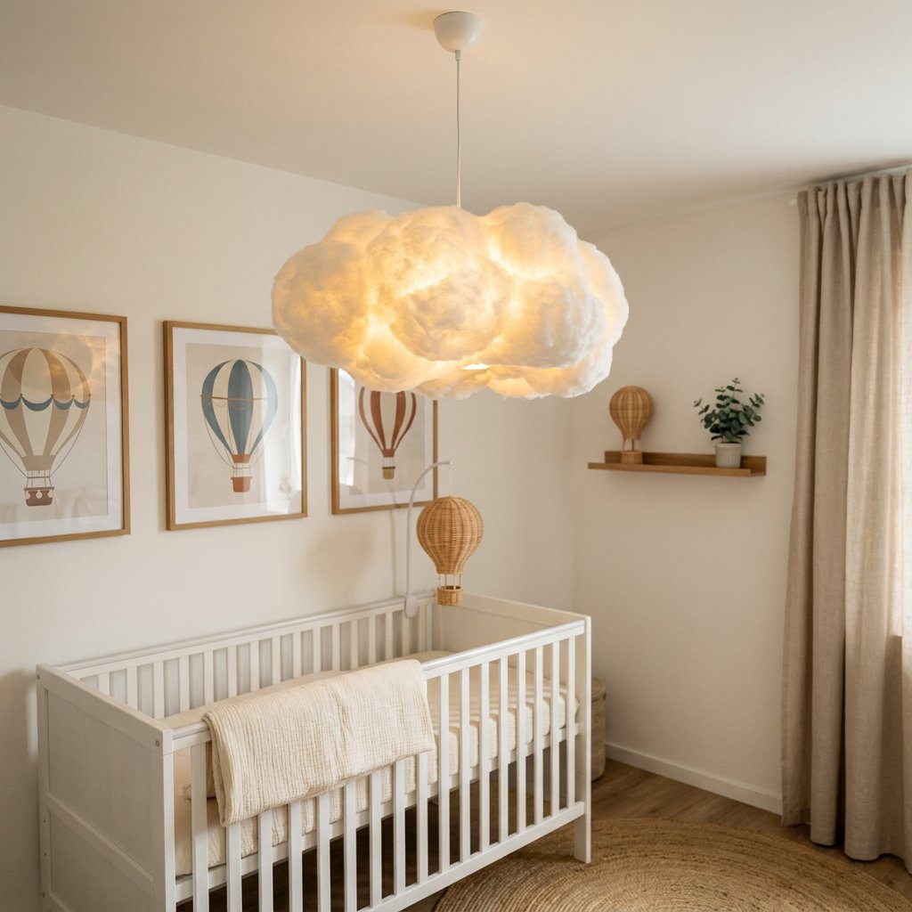 Luminária Pendente Nuvem Infantil em Algodão Luminária Pendente 02 Kabannas 