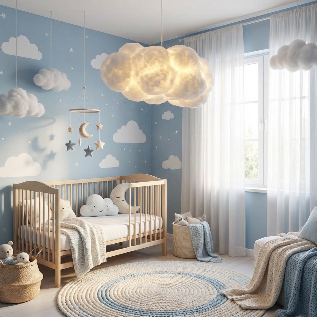 Luminária Pendente Nuvem Infantil em Algodão Luminária Pendente 02 Kabannas 