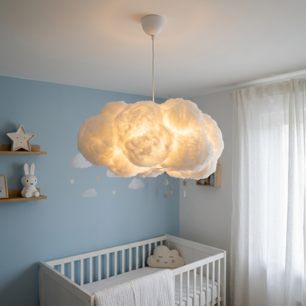 Luminária Pendente Nuvem Infantil em Algodão Luminária Pendente 02 Kabannas