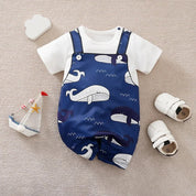 Macacão Bebê Azul Marinho com Baleias Macacão Menino 27 Kabannas 1-3 Meses 