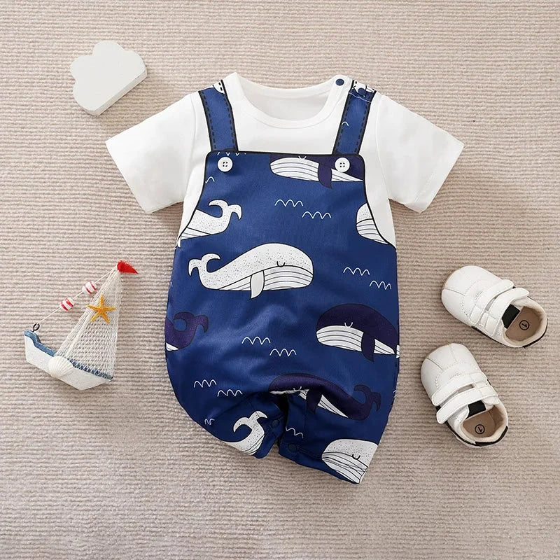 Macacão Bebê Azul Marinho com Baleias Macacão Menino 27 Kabannas 1-3 Meses 