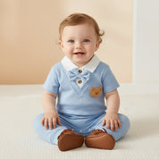 Macacão Bebê Menino Pequeno Cavalheiro Verão Moda Vintage Infantil 41 Kabannas 1-3 Meses 