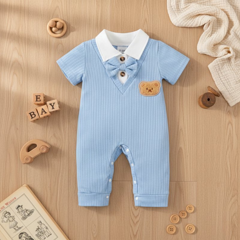 Macacão Bebê Menino Pequeno Cavalheiro Verão Moda Vintage Infantil 41 Kabannas 