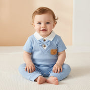 Macacão Bebê Menino Pequeno Cavalheiro Verão Moda Vintage Infantil 41 Kabannas 