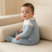 Macacão Bebê Menino Tricô com Gola Polo Moda Vintage Infantil 81 Kabannas 