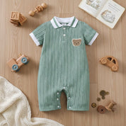 Macacão Bebê Menino Ursinho Verão Moda Vintage Infantil 28 Kabannas 