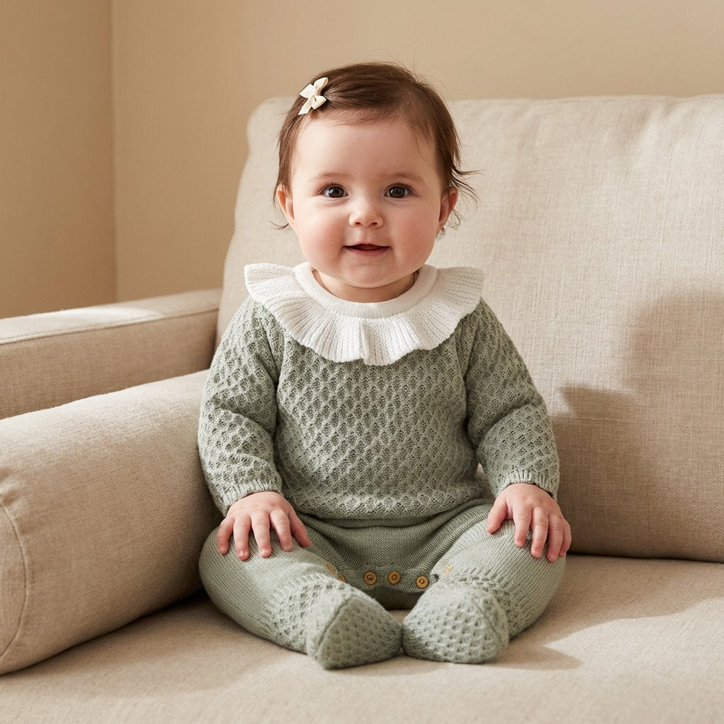 Macacão Bebê Tricô Vintage com Manta 2 Peças Unissex Moda Vintage Infantil 83 Kabannas 