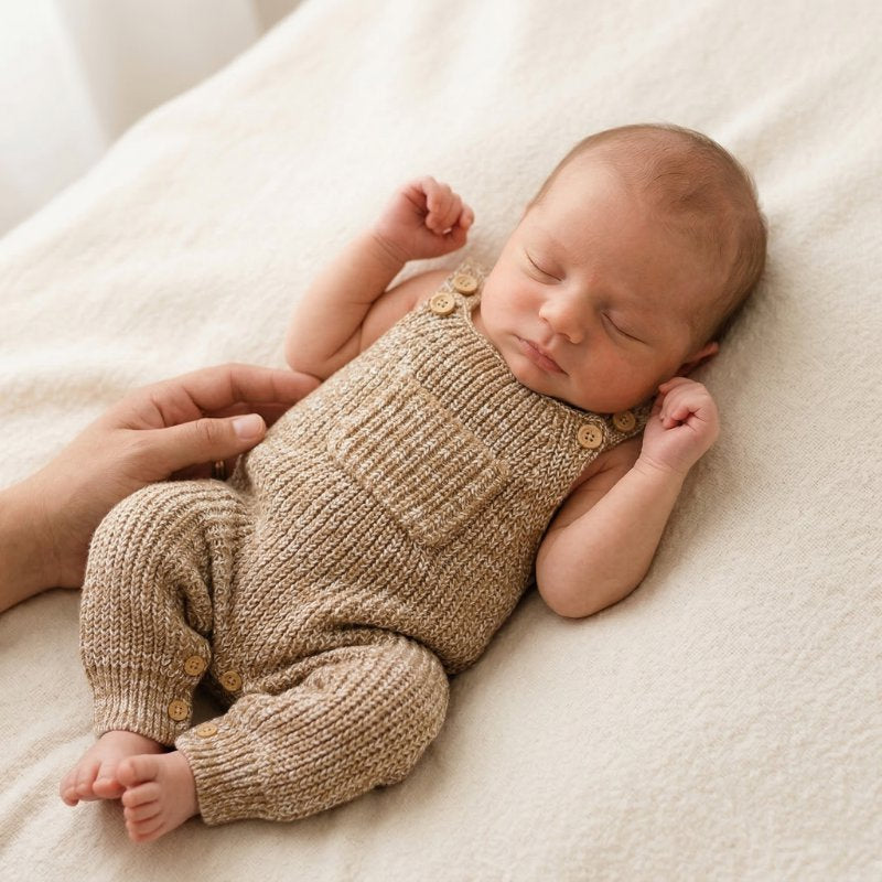 Macacão Bebê Tricô Vintage Unissex com Botões Moda Vintage Infantil 75 Kabannas 