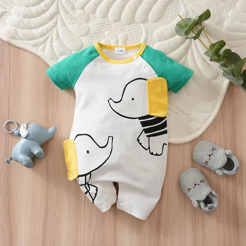 Macacão de Algodão com Estampa de Elefante para Bebês Macacão Menino 26 Kabannas 0-3 Meses 