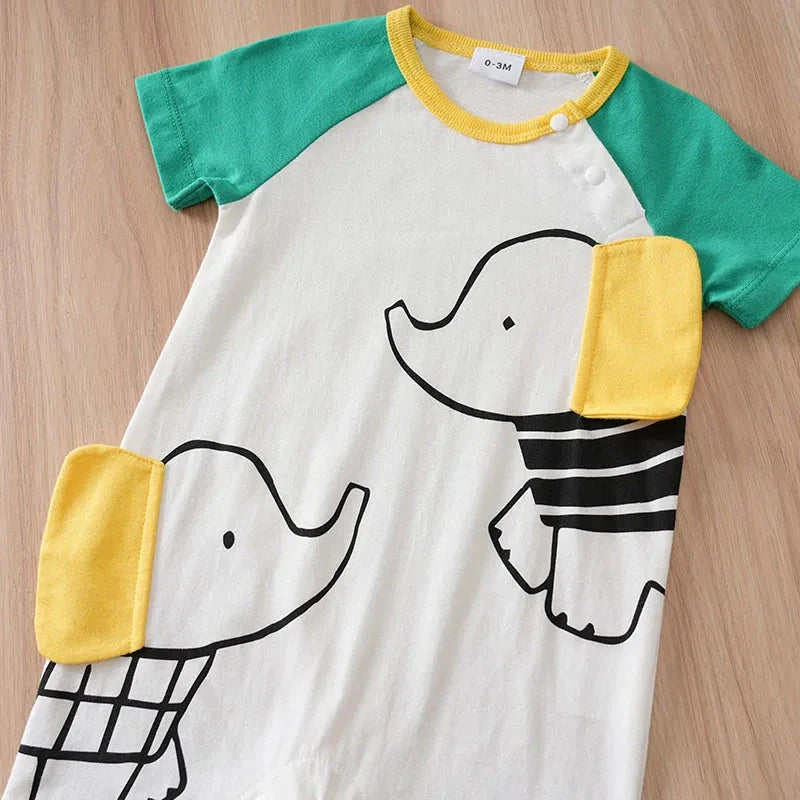 Macacão de Algodão com Estampa de Elefante para Bebês Macacão Menino 26 Kabannas 