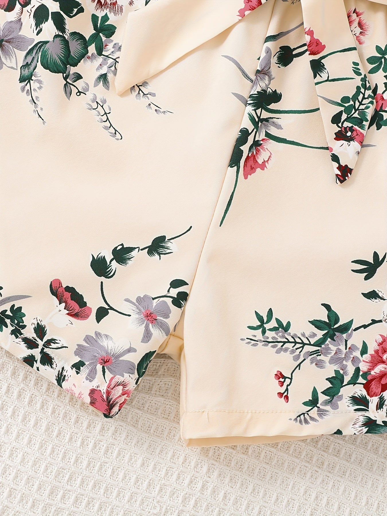 Macacão Infantil Feminino Floral Ombro a Ombro Franzido com Laço na Cintura Macacão Menina 04 Kabannas 