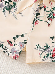 Macacão Infantil Feminino Floral Ombro a Ombro Franzido com Laço na Cintura Macacão Menina 04 Kabannas 