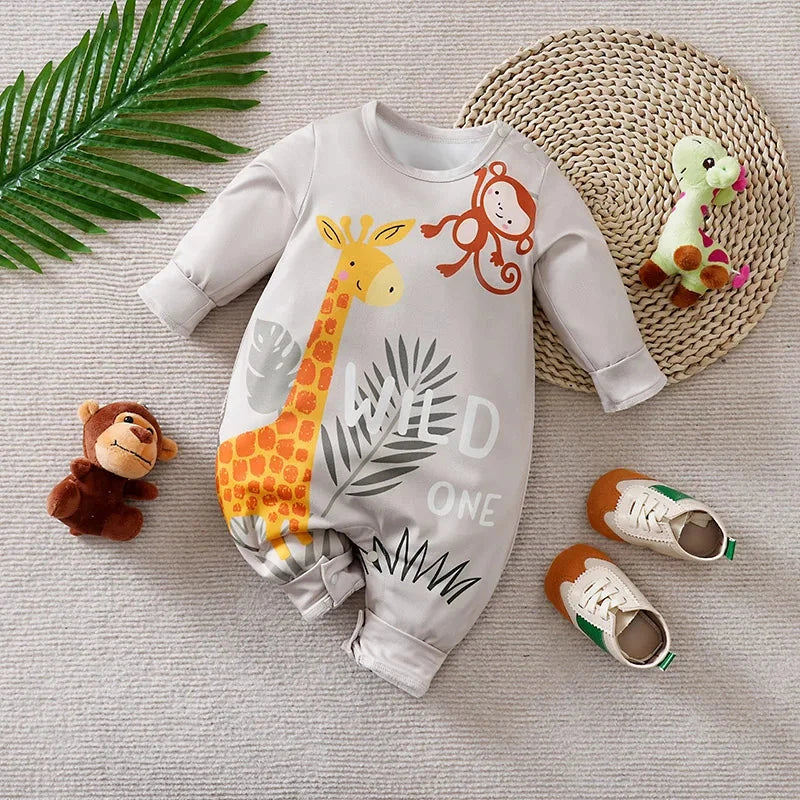 Macacão Infantil Girafa e Macaco Macacão Menino 37 Kabannas 1-3 Meses 