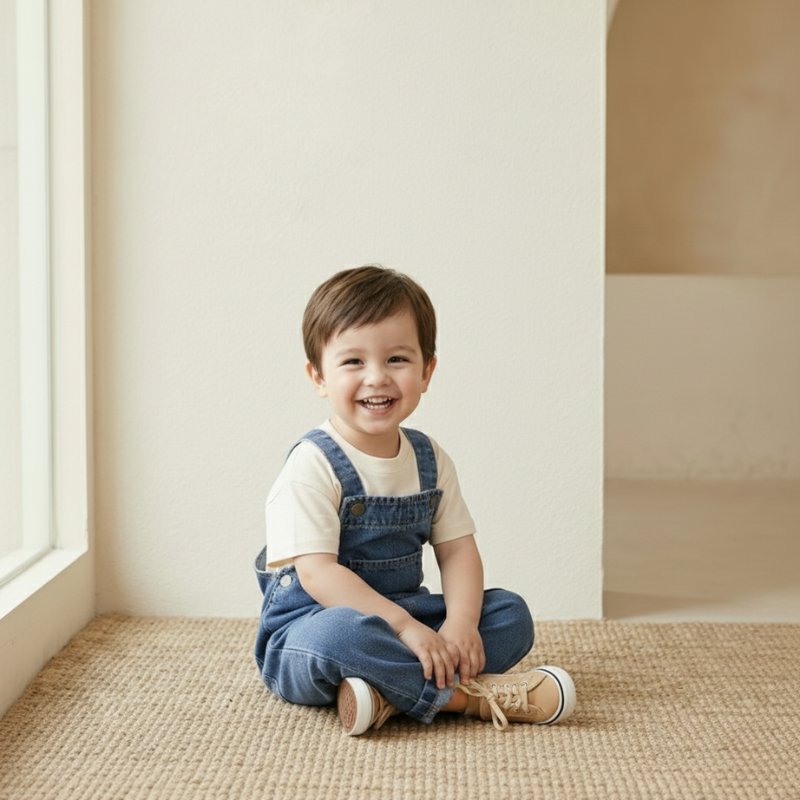 Macacão Infantil Vintage Denim Unissex com Alças Ajustáveis Moda Vintage Infantil 16 Kabannas 