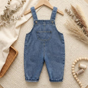 Macacão Infantil Vintage Denim Unissex com Alças Ajustáveis Moda Vintage Infantil 16 Kabannas 