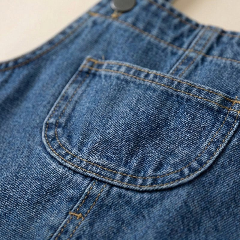 Macacão Infantil Vintage Denim Unissex com Alças Ajustáveis Moda Vintage Infantil 16 Kabannas 