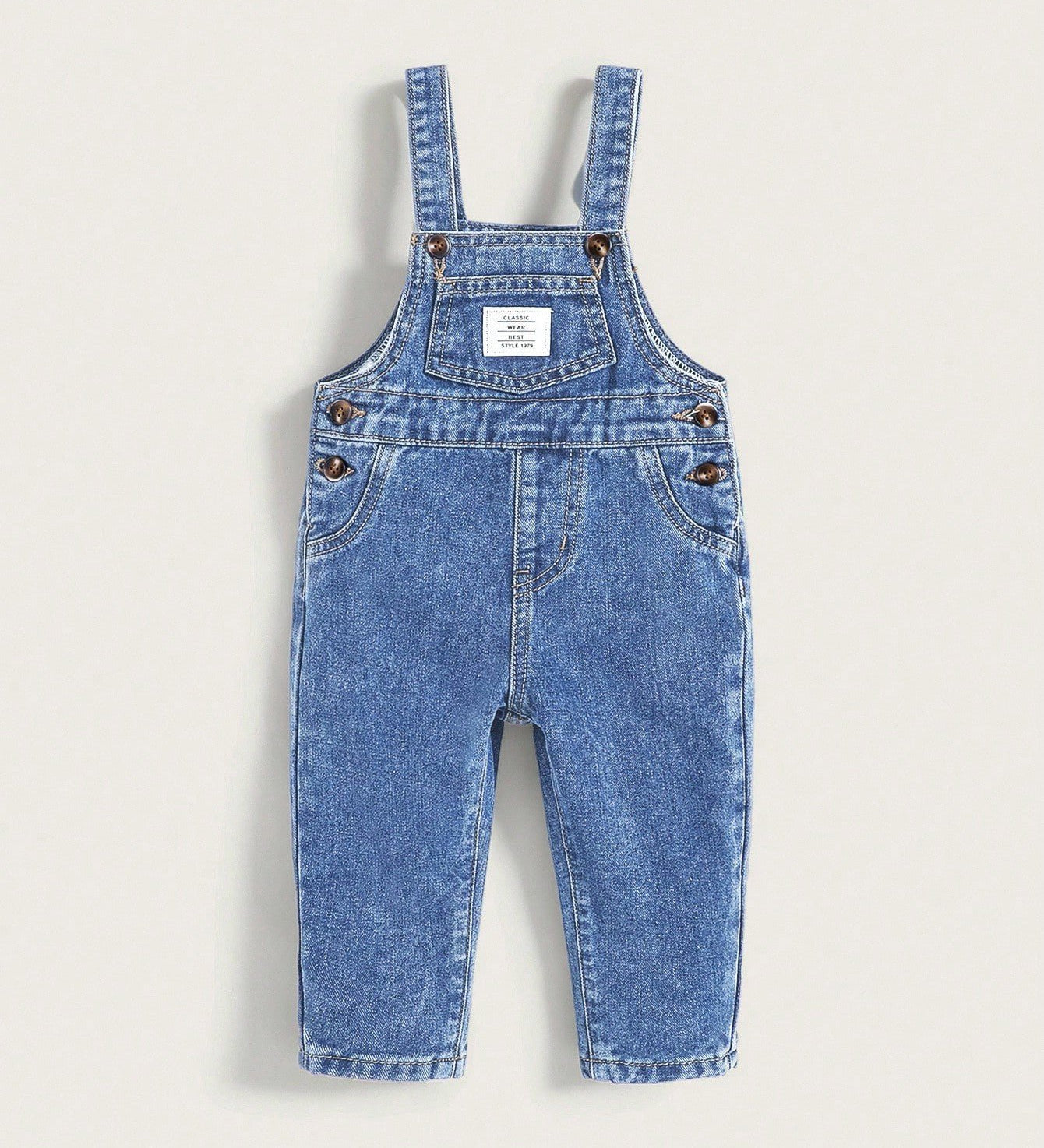 Macacão Jardineira Jeans Bebê Menino com Bolsos e Alças Ajustáveis 001 Macacão Menino 02 Kabannas Lavagem clara 3-6 Meses 