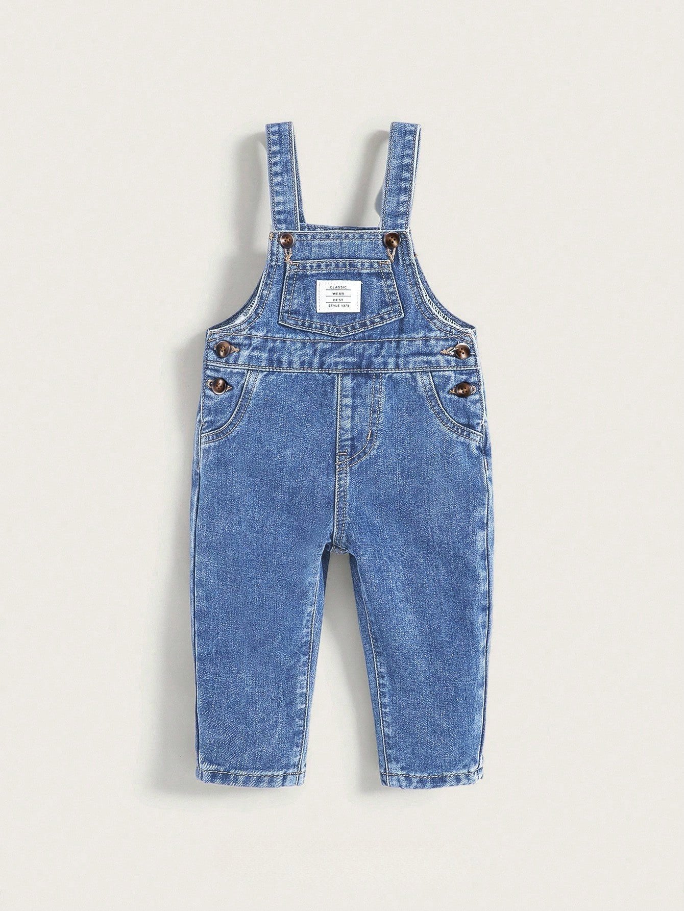 Macacão Jardineira Jeans Bebê Menino com Bolsos e Alças Ajustáveis 001 Macacão Menino 02 Kabannas Lavagem clara 3-6 Meses 