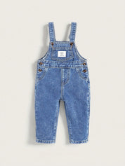 Macacão Jardineira Jeans Bebê Menino com Bolsos e Alças Ajustáveis 001 Macacão Menino 02 Kabannas Lavagem clara 3-6 Meses 
