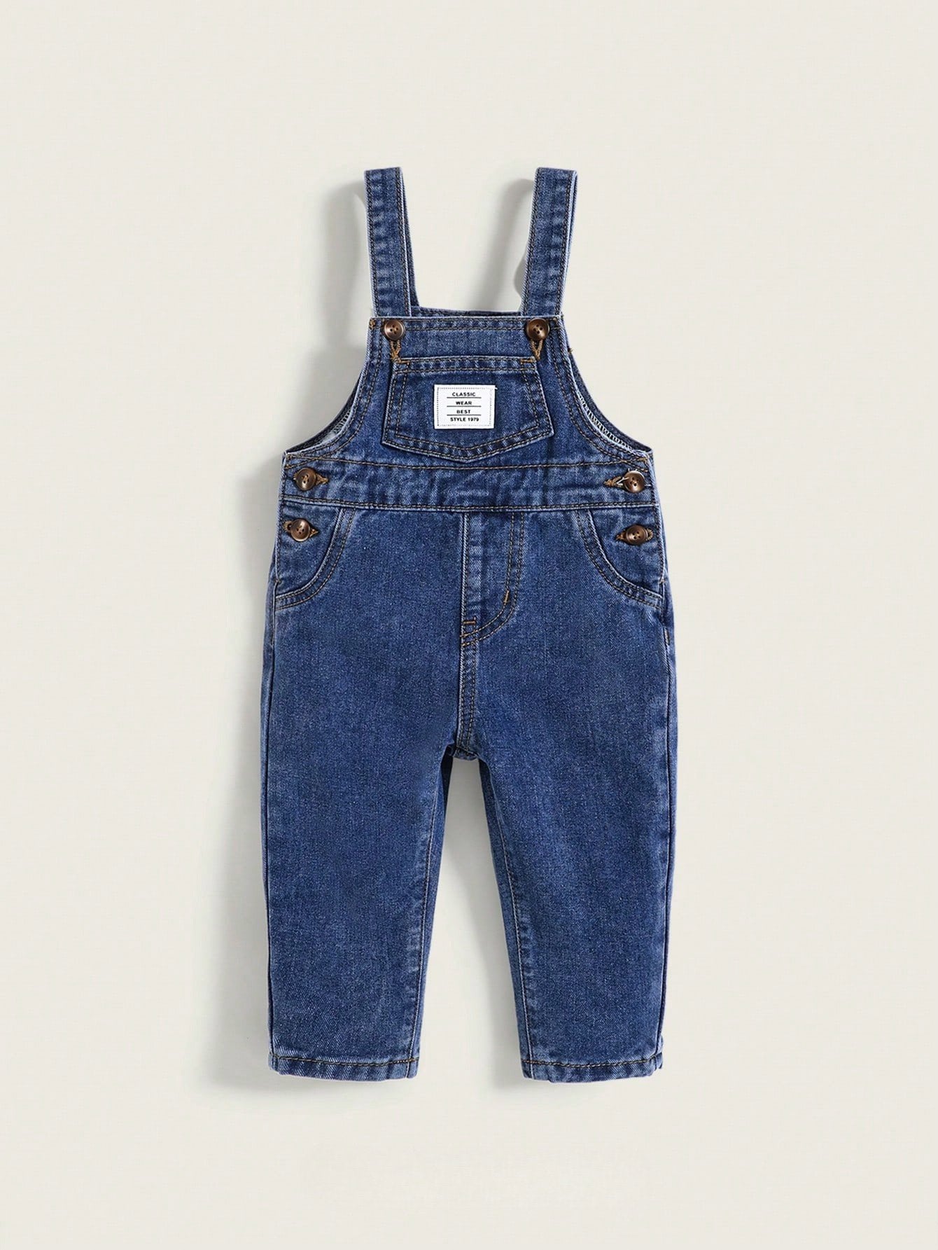 Macacão Jardineira Jeans Bebê Menino com Bolsos e Alças Ajustáveis 001 Macacão Menino 02 Kabannas Lavagem escura 3-6 Meses 