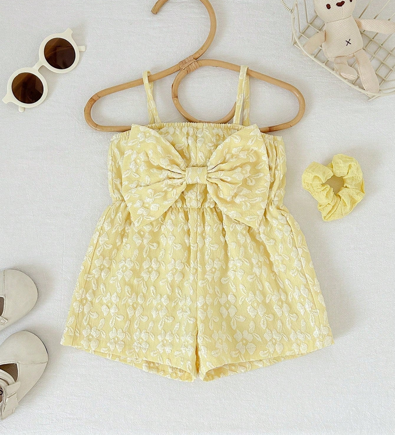 Macacão Romper Bebê Menina Jacquard Floral com Laço Frontal 003 Macacão Menina 04 Kabannas 