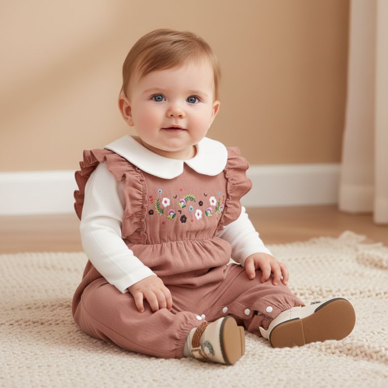 Macacão Vintage Bebê Algodão Floral Manga Longa Moda Vintage Infantil 45 Kabannas 0-3 Meses 