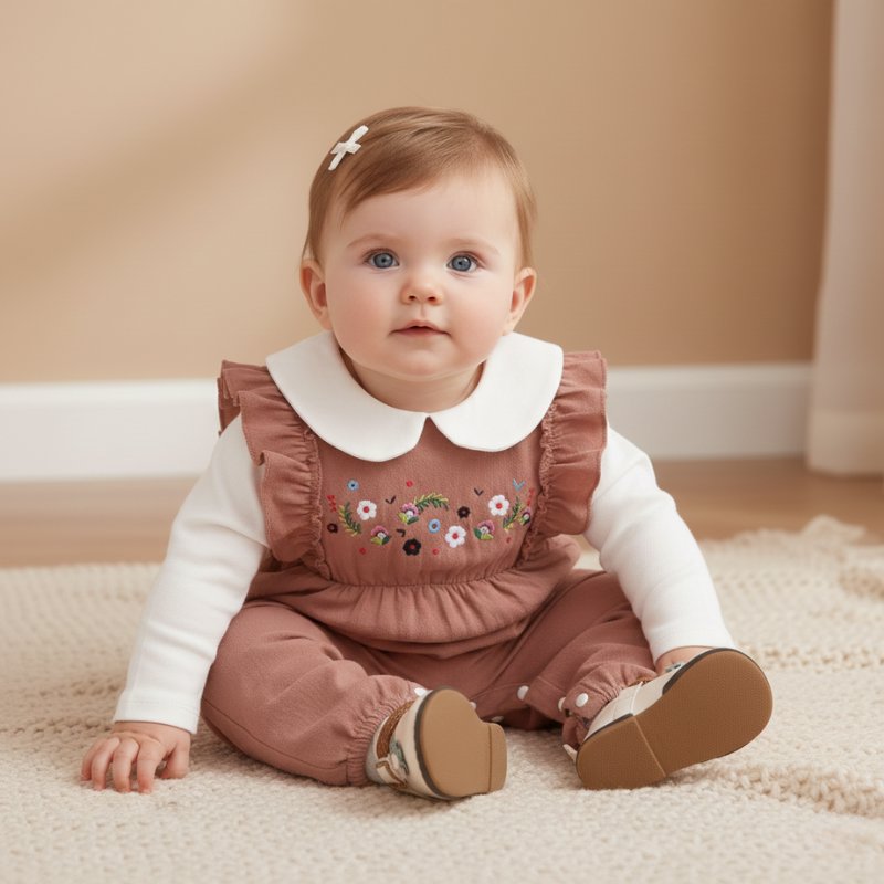 Macacão Vintage Bebê Algodão Floral Manga Longa Moda Vintage Infantil 45 Kabannas 