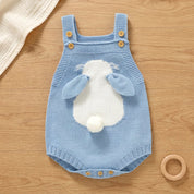 Macacão Vintage de Tricô Infantil - Coelhinho Clássico Moda Vintage Infantil 34 Kabannas Azul 1-3 Meses 