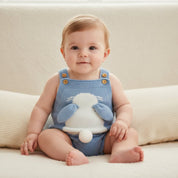 Macacão Vintage de Tricô Infantil - Coelhinho Clássico Moda Vintage Infantil 34 Kabannas Azul 9-12 Meses 