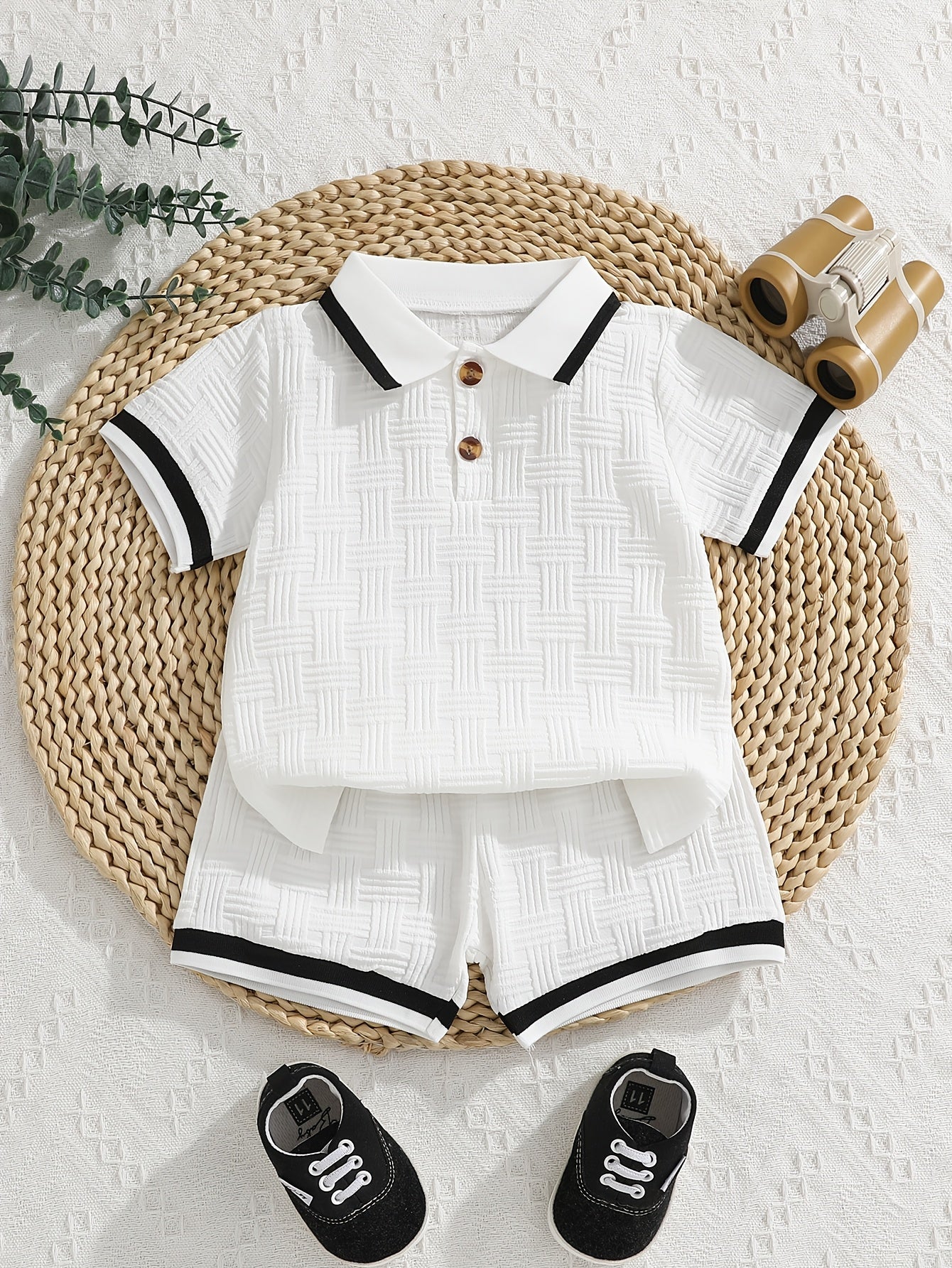 Conjunto Infantil Masculino 2 Peças Polo e Shorts Jacquard