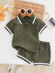 Conjunto Infantil Masculino 2 Peças Polo e Shorts Jacquard