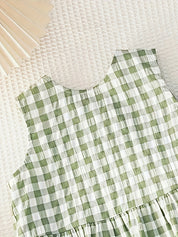 Conjunto 2 Peças Bebê Menina Regata com Folhos e Calça Wide Leg Xadrez