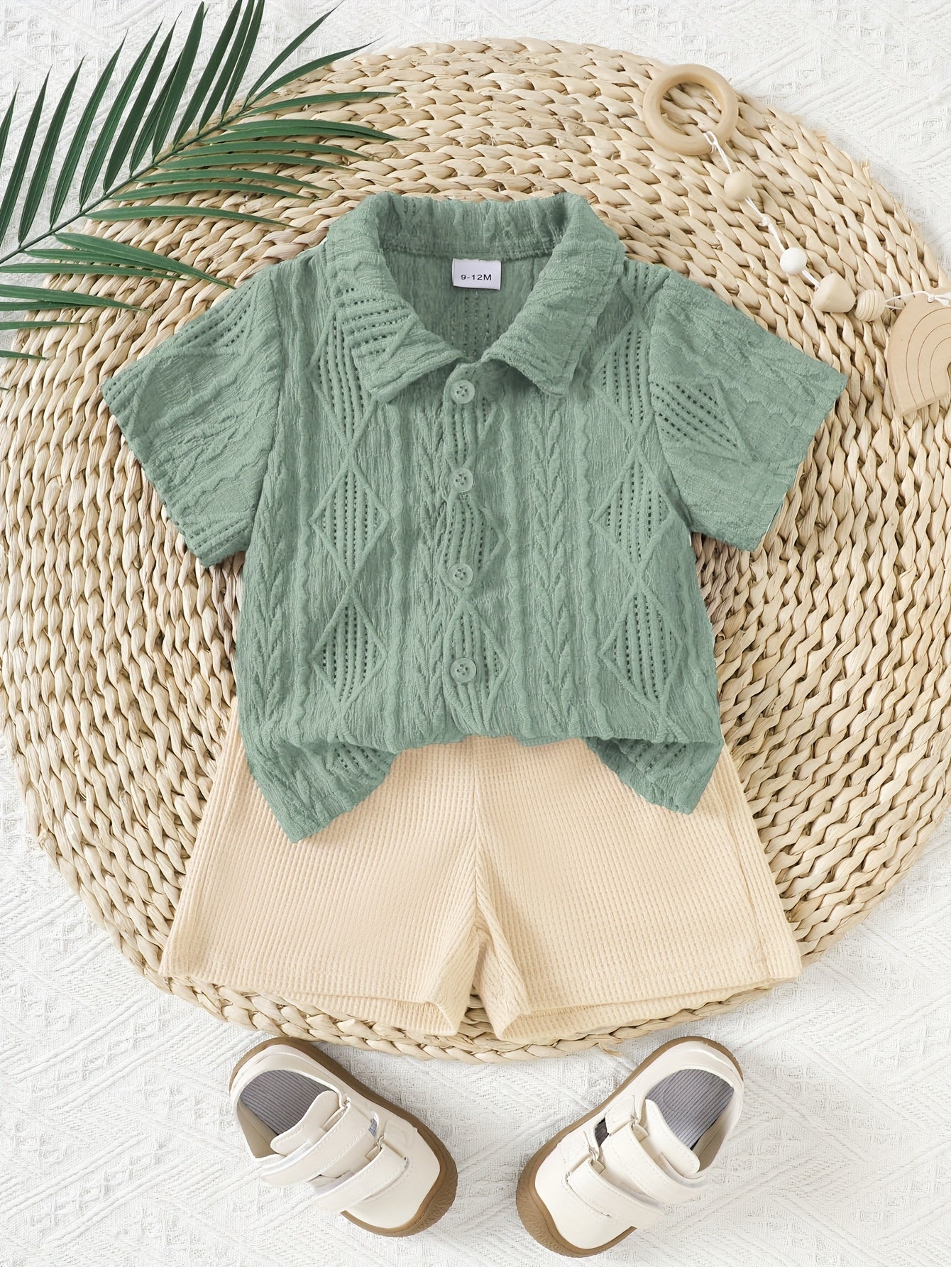 Conjunto 2 Peças Bebê Menino Camisa Polo Jacquard Manga Curta e Shorts