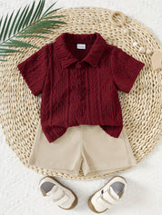 Conjunto 2 Peças Bebê Menino Camisa Polo Jacquard Manga Curta e Shorts