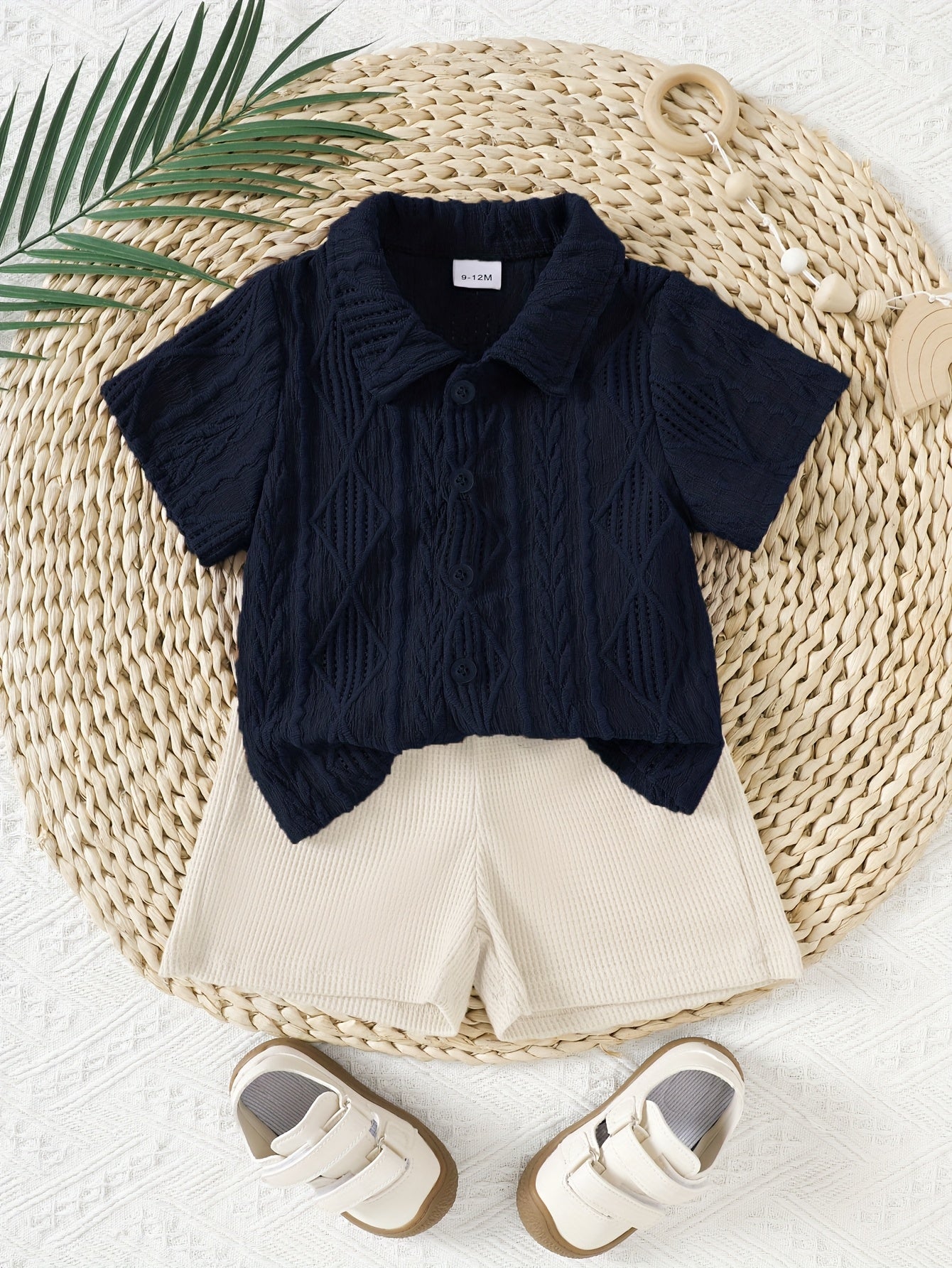 Conjunto 2 Peças Bebê Menino Camisa Polo Jacquard Manga Curta e Shorts