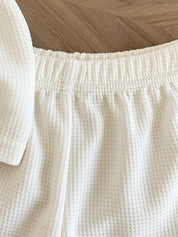 Conjunto Infantil Masculino 2 Peças Camisa Polo Waffle Manga Curta e Short Elástico