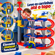 Elevador manual funcional da garagem infantil Mega Parking