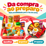 Brincadeira de escolher, organizar e preparar com o kit mercadinho