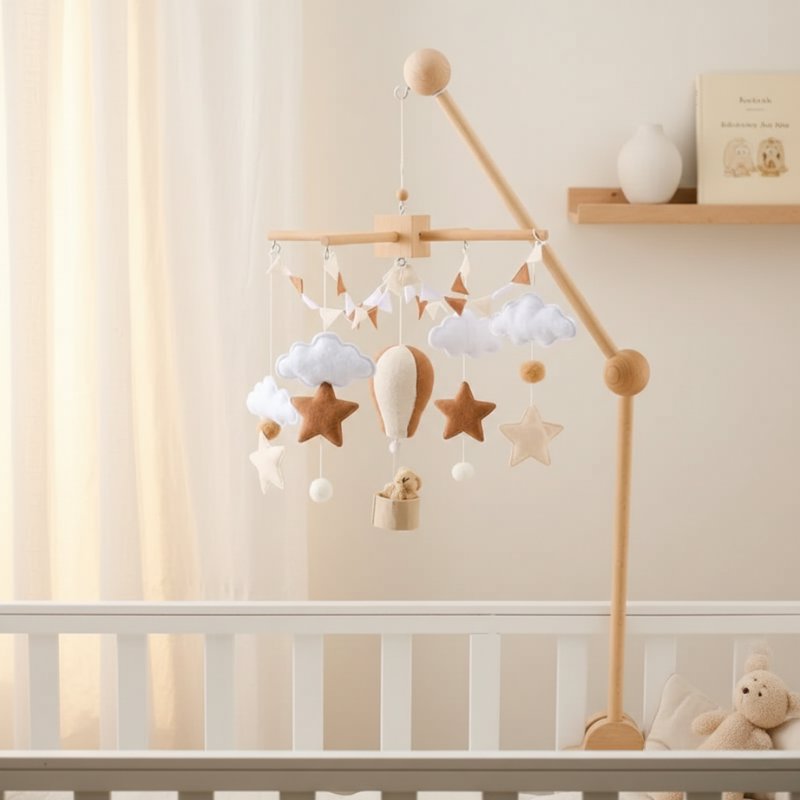 Móbile de Berço em Madeira com Balão de Ar Quente Móbile de Berço 02 Kabannas 